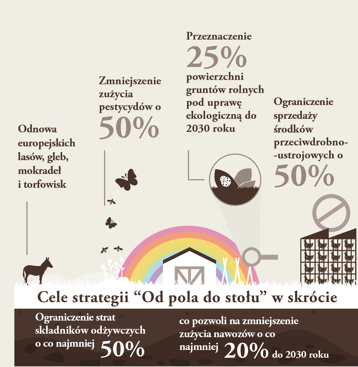 Nowy Zielony Ład - Cele strategii Od pola do stołu. Ilustracja pochodzi z wydawnictwa PKE Gliwice 