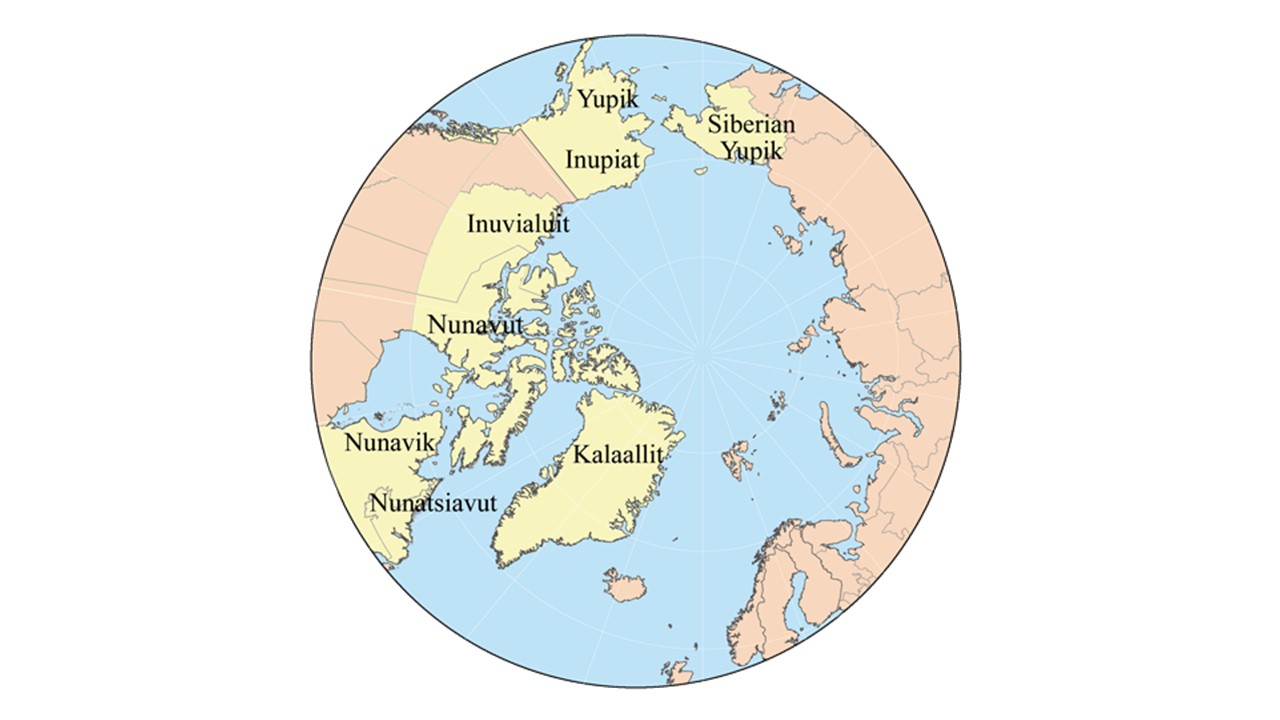 Zasięg osadnictwa Inuitów,. źródło: Wikipedia 